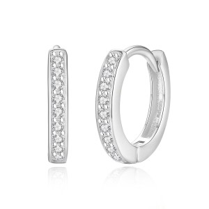 925 Sterling Silver 11.5mm Zirconia Hoop Earring 60200236