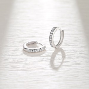925 Sterling Silver 11.5mm Zirconia Hoop Earring 60200236