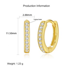 925 Sterling Silver 11.5mm Zirconia Hoop Earring 60200236