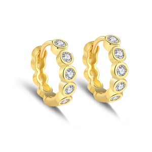 925 Sterling Silver Round Zirconia Hoop Earring 60200238