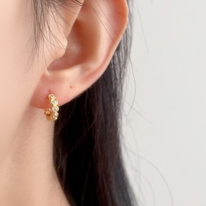 925 Sterling Silver Round Zirconia Hoop Earring 60200238