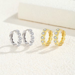 925 Sterling Silver Round Zirconia Hoop Earring 60200238