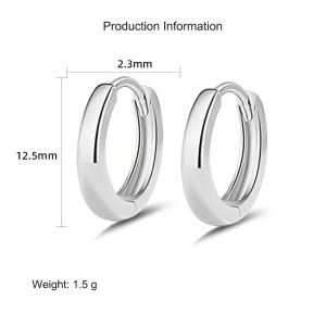 925 Sterling Silver Classic Round Hoop Earring 60200239