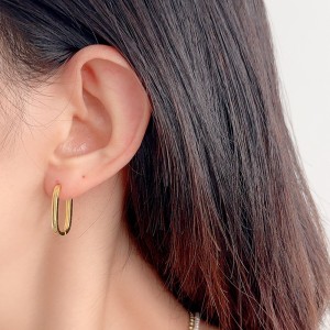 925 Sterling Silver 20mm Long U-shape Hoop Earring 60200240