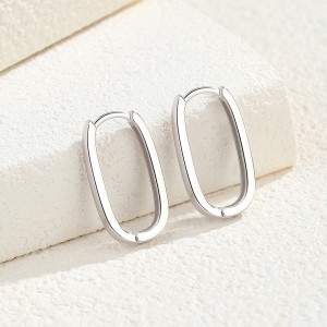 925 Sterling Silver 20mm Long U-shape Hoop Earring 60200240
