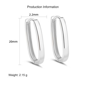 925 Sterling Silver 20mm Long U-shape Hoop Earring 60200240