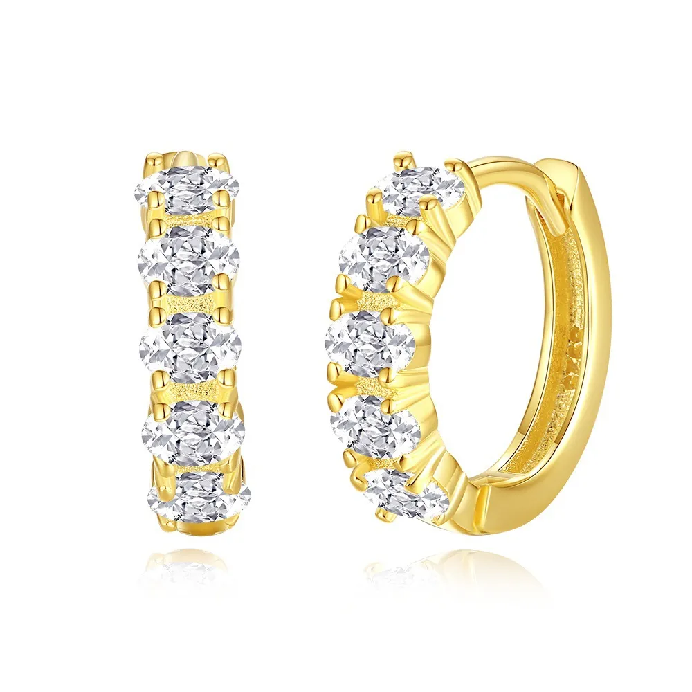 925 Sterling Silver Oval Zirconia Hoop Earring 60200242