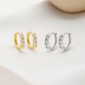 925 Sterling Silver Oval Zirconia Hoop Earring 60200242
