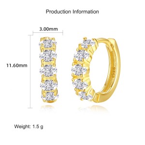 925 Sterling Silver Oval Zirconia Hoop Earring 60200242