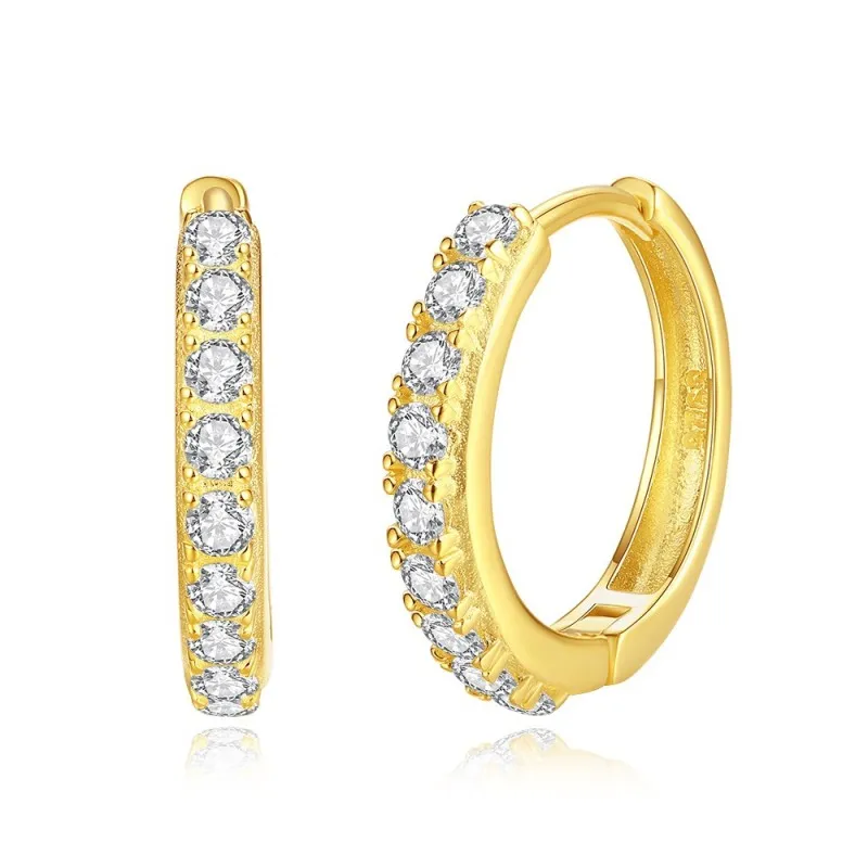 925 Sterling Silver 16.5mm Zirconia Hoop Earring 60200243