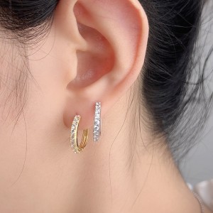 925 Sterling Silver 16.5mm Zirconia Hoop Earring 60200243