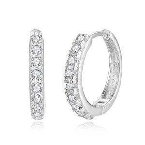 925 Sterling Silver 16.5mm Zirconia Hoop Earring 60200243