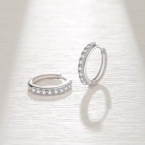 925 Sterling Silver 16.5mm Zirconia Hoop Earring 60200243