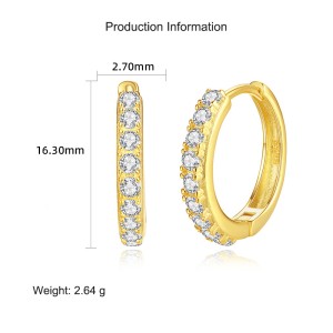 925 Sterling Silver 16.5mm Zirconia Hoop Earring 60200243