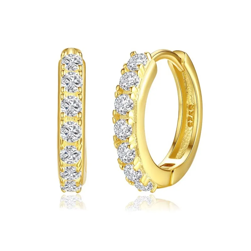 925 Sterling Silver 15mm Zirconia Hoop Earring 60200244
