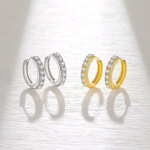 925 Sterling Silver 15mm Zirconia Hoop Earring 60200244