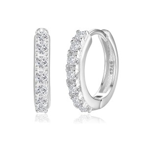 925 Sterling Silver 15mm Zirconia Hoop Earring 60200244