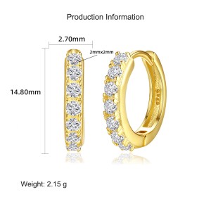 925 Sterling Silver 15mm Zirconia Hoop Earring 60200244
