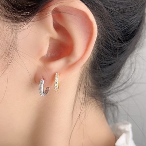 925 Sterling Silver 12mm Zirconia Hoop Earring 60200245