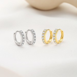 925 Sterling Silver 12mm Zirconia Hoop Earring 60200245