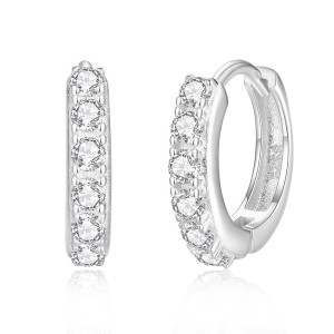 925 Sterling Silver 12mm Zirconia Hoop Earring 60200245
