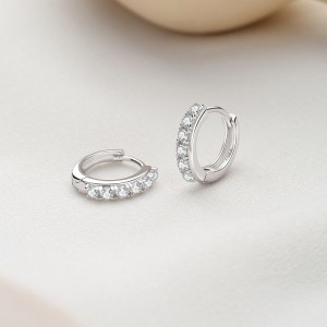 925 Sterling Silver 12mm Zirconia Hoop Earring 60200245