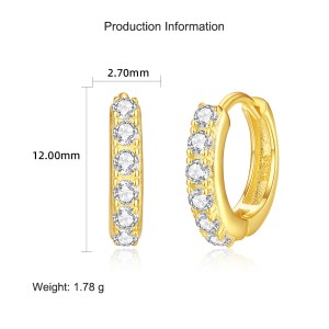 925 Sterling Silver 12mm Zirconia Hoop Earring 60200245