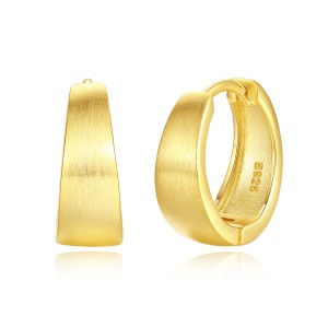 925 Sterling Silver Brushed Pattern Hoop Earring 60200248