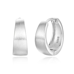 925 Sterling Silver Brushed Pattern Hoop Earring 60200248