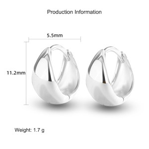 925 Sterling Silver C-shaped Hoop Earring 60200251