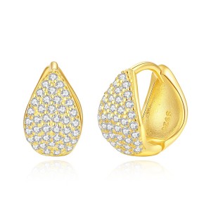 925 Sterling Silver Zirconia Waterdrop Hoop Earring 60200253