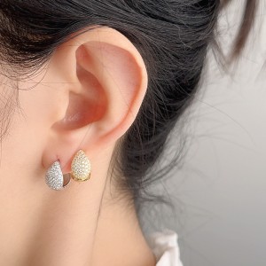 925 Sterling Silver Zirconia Waterdrop Hoop Earring 60200253