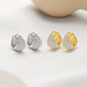 925 Sterling Silver Zirconia Waterdrop Hoop Earring 60200253