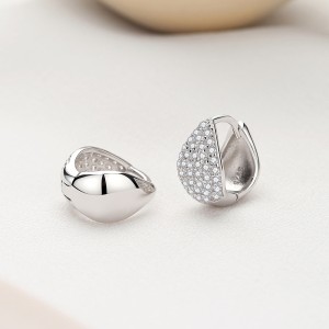 925 Sterling Silver Zirconia Waterdrop Hoop Earring 60200253