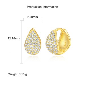 925 Sterling Silver Zirconia Waterdrop Hoop Earring 60200253
