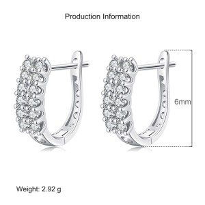 925 Sterling Silver Two Rows Zirconia Hoop Earring 60200254