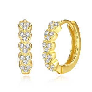 925 Sterling Silver Heart Zirconia Hoop Earring 60200257