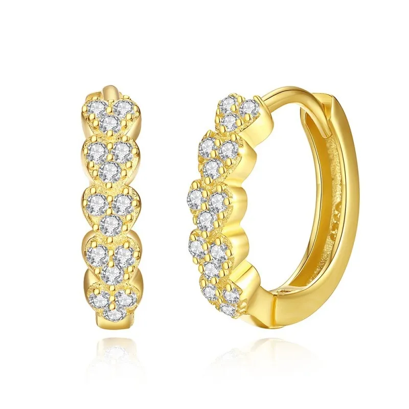 925 Sterling Silver Heart Zirconia Hoop Earring 60200257