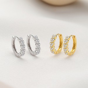 925 Sterling Silver Heart Zirconia Hoop Earring 60200257