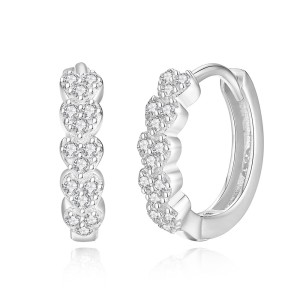 925 Sterling Silver Heart Zirconia Hoop Earring 60200257