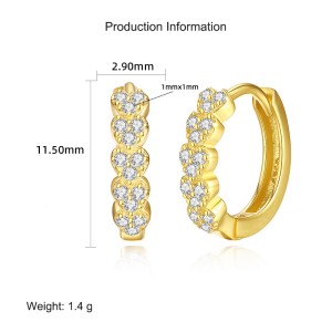 925 Sterling Silver Heart Zirconia Hoop Earring 60200257