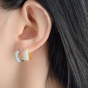 925 Sterling Silver Vintage Zirconia Hoop Earring 60200260