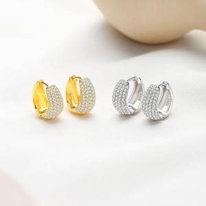 925 Sterling Silver Vintage Zirconia Hoop Earring 60200260