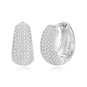 925 Sterling Silver Vintage Zirconia Hoop Earring 60200260