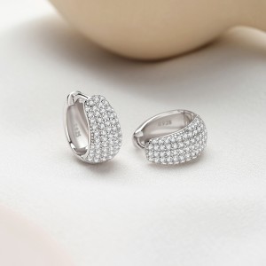 925 Sterling Silver Vintage Zirconia Hoop Earring 60200260