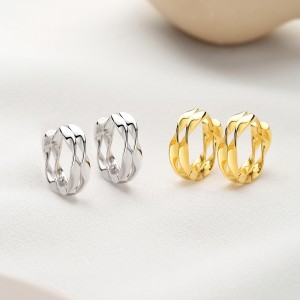 925 Sterling Silver Double Mobius Hoop Earring 60200262