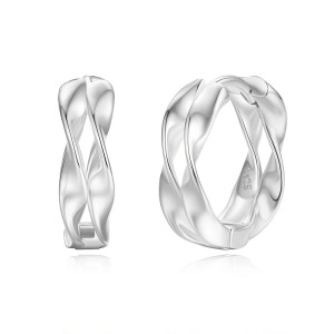 925 Sterling Silver Double Mobius Hoop Earring 60200262