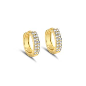 925 Sterling Silver Two Rows Zirconia Hoop Earring 60200265
