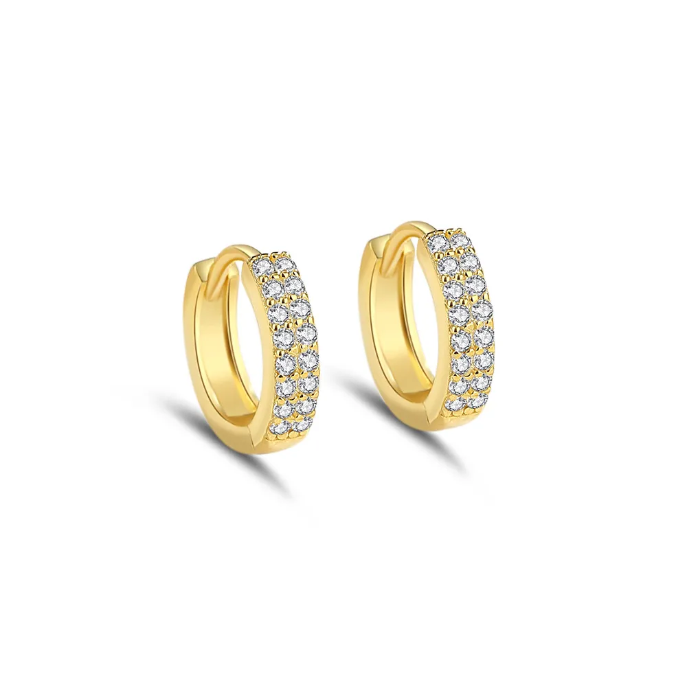 925 Sterling Silver Two Rows Zirconia Hoop Earring 60200265