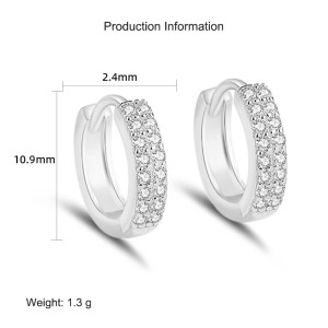 925 Sterling Silver Two Rows Zirconia Hoop Earring 60200265